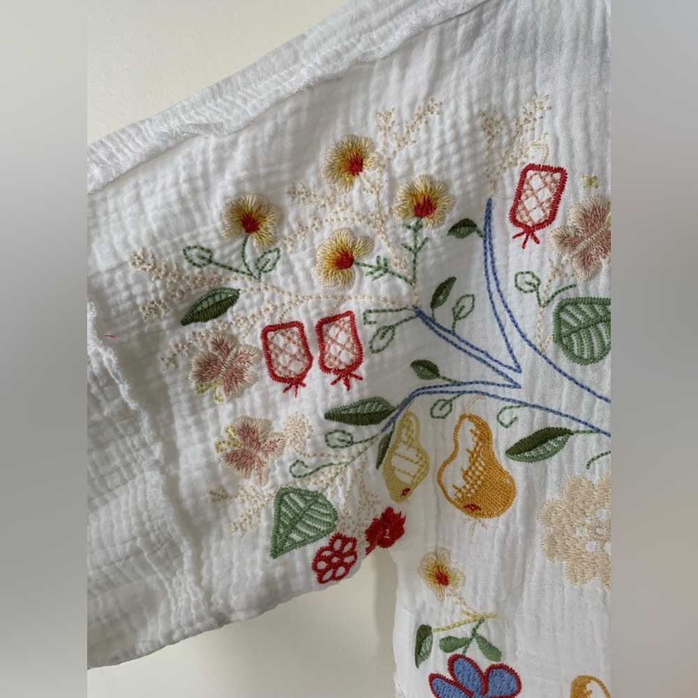 Johnny Was white Felicity Tunic embroidered blouse shirt NWOT size M - Picture 6 of 11